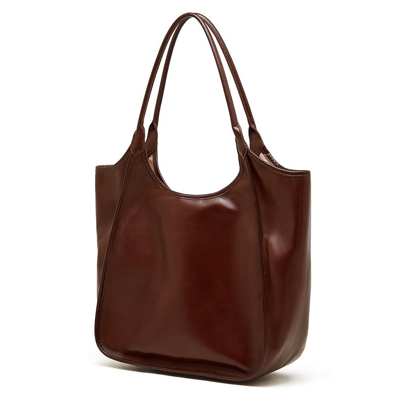 Women's Vintage Espresso Genuine Leather Tote Bag