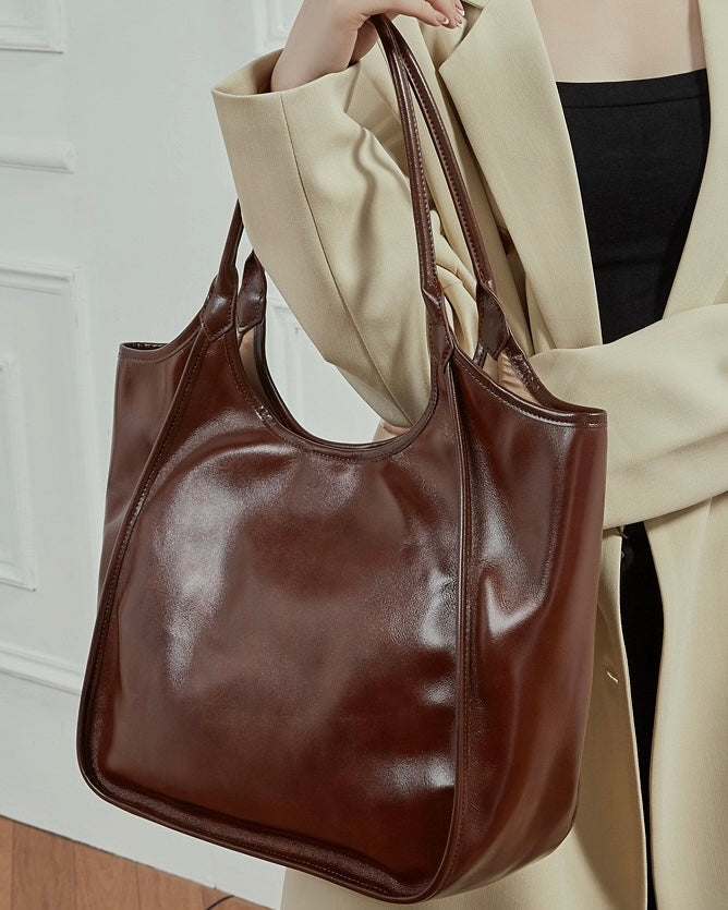 Women's Vintage Espresso Genuine Leather Tote Bag