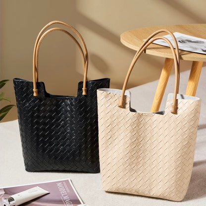 Women's Genuine Weaving Leather Minimalist Shoulder Tote Bag