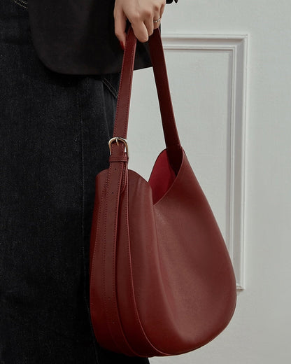 Sleek Minimalist Women's Genuine Leather Shoulder Bag