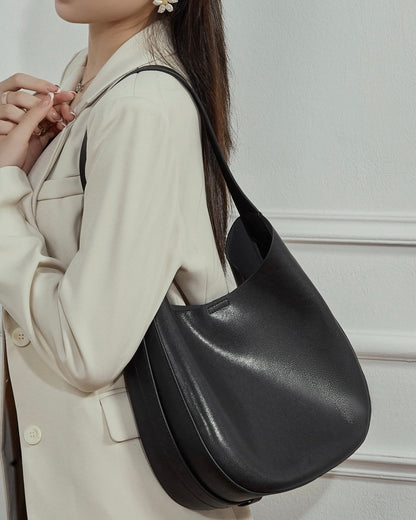 Sleek Minimalist Women's Genuine Leather Shoulder Bag