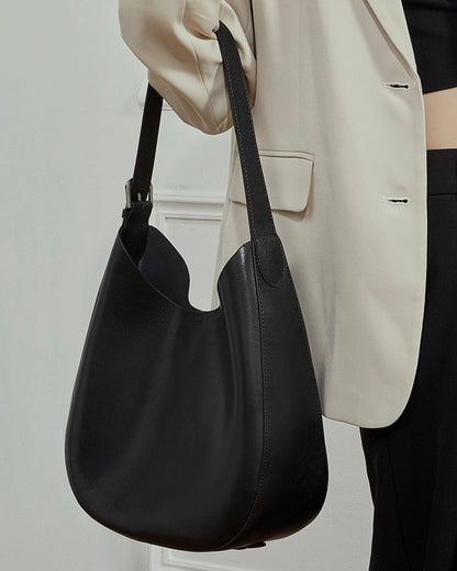 Sleek Minimalist Women's Genuine Leather Shoulder Bag