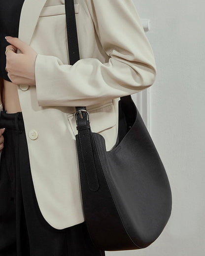 Sleek Minimalist Women's Genuine Leather Shoulder Bag