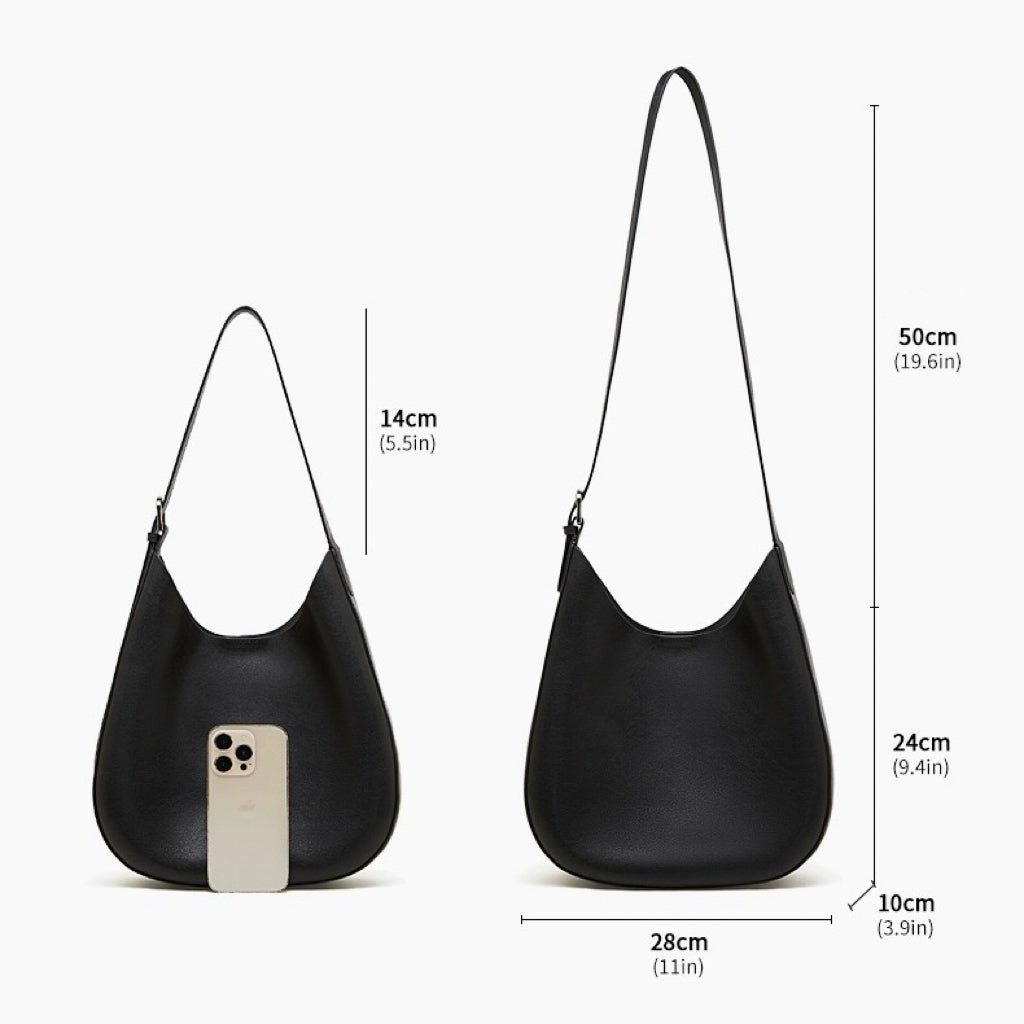 Sleek Minimalist Women's Genuine Leather Shoulder Bag