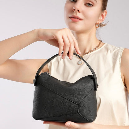 Women's Geometric Genuine Leather Pillow Crossbody Handheld Bag