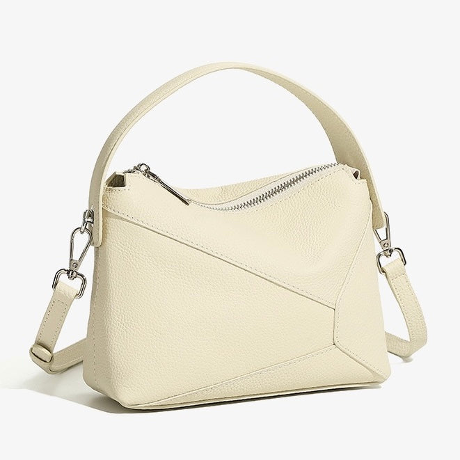 Women's Geometric Genuine Leather Pillow Crossbody Handheld Bag