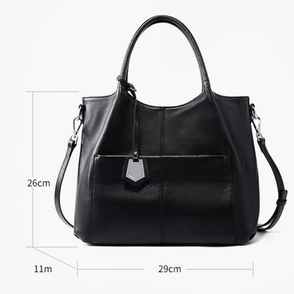 Women’s Genuine Leather Large Capacity Tote Shoulder Bag – Elegant Commuter Style