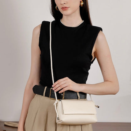 Women's Simple Multicolor Genuine Leather Compact Crossbody Bag