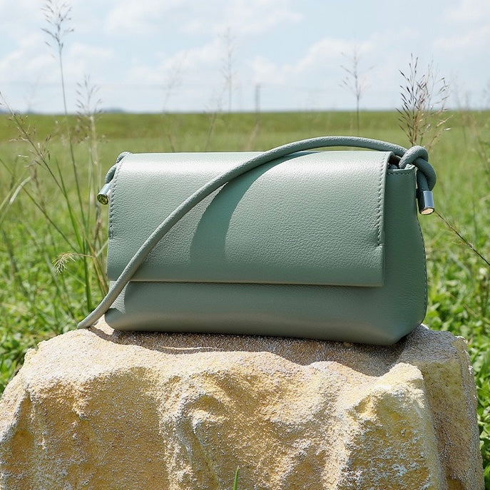 Women's Simple Multicolor Genuine Leather Compact Crossbody Bag