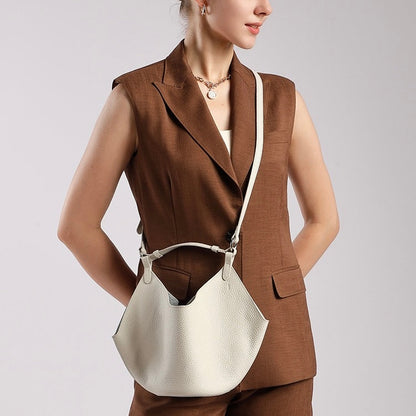 Women's Genuine Leather Large Capacity Basket Tote Bag