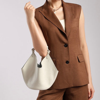 Women's Genuine Leather Large Capacity Basket Tote Bag