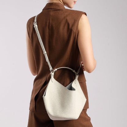 Women's Genuine Leather Large Capacity Basket Tote Bag