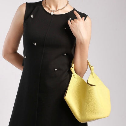 Women's Genuine Leather Large Capacity Basket Tote Bag