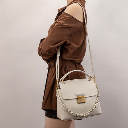 Women's Genuine Leather Shell Chain Crossbody Bag