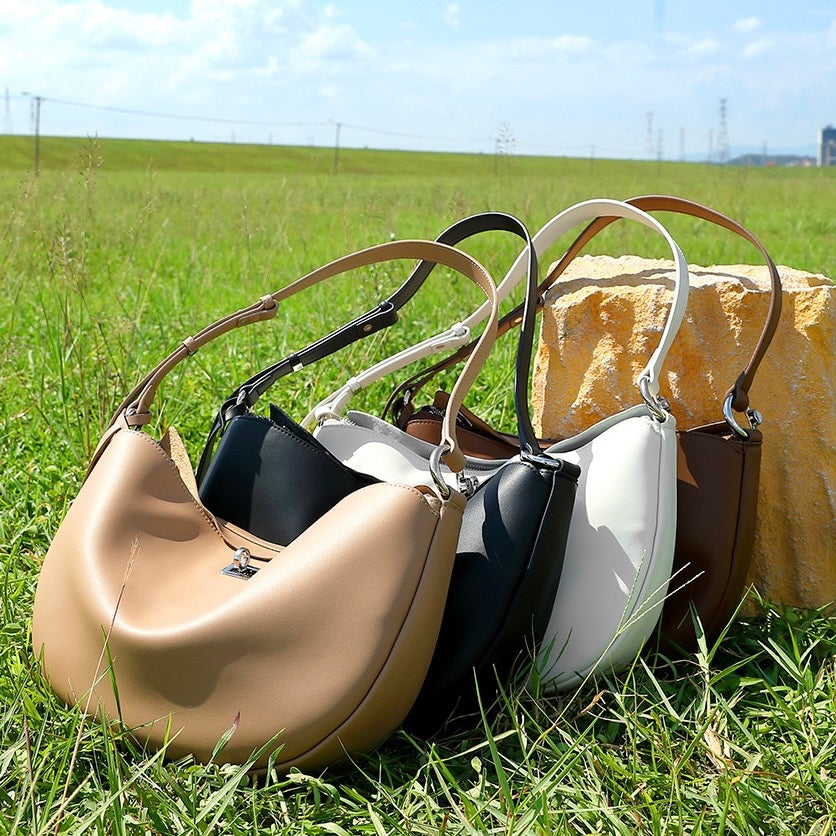 Women's Genuine Leather Designer Casual Crescent Bag