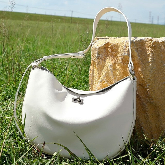 Women's Genuine Leather Designer Casual Crescent Bag
