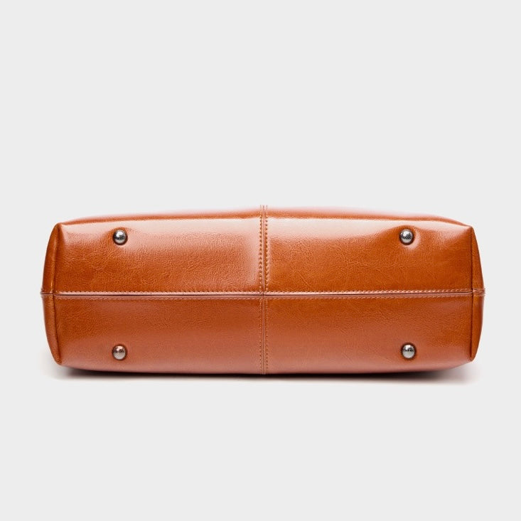 Women’s Genuine Leather Large Tote Shoulder Bag – Daily Commuter Essential