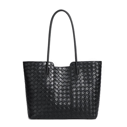 Women's Genuine Leather Large Capacity Woven Tote Bag