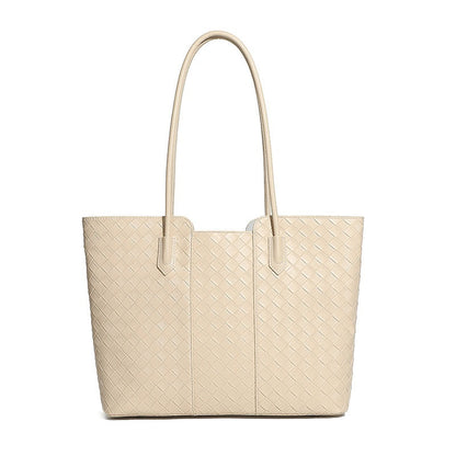 Women's Genuine Leather Large Capacity Woven Tote Bag