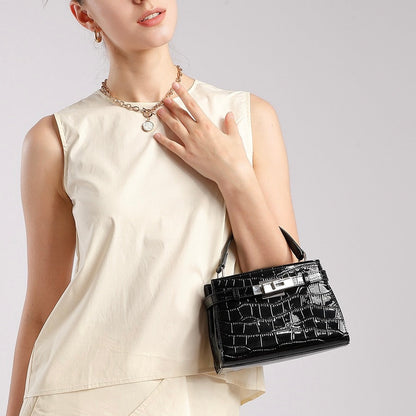 Women's Genuine Leather Crocodile Pattern Luxury Niche Handbag