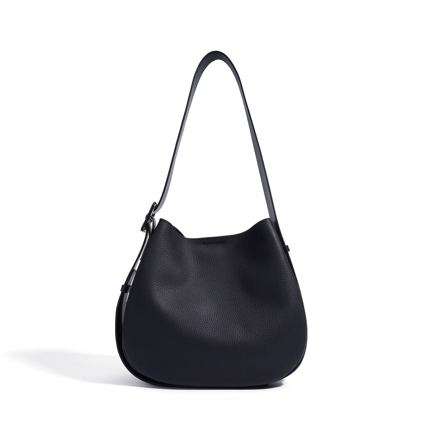 Women’s Genuine Leather Wide Strap Commuter Bucket Shoulder Bag