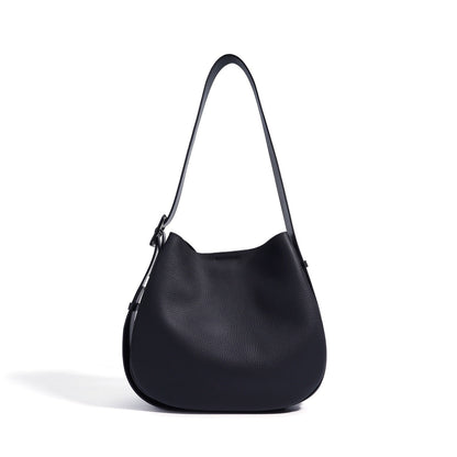 Women’s Genuine Leather Wide Strap Commuter Bucket Shoulder Bag