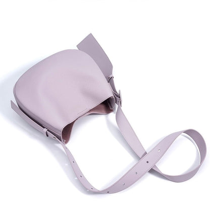 Women’s Genuine Leather Wide Strap Commuter Bucket Shoulder Bag