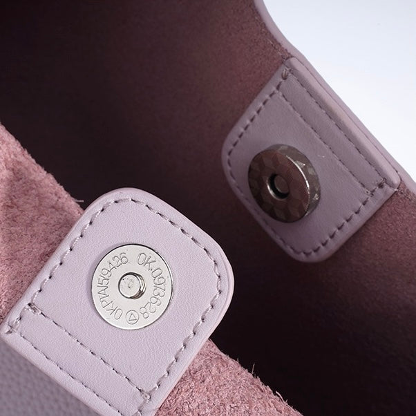 Women’s Genuine Leather Wide Strap Commuter Bucket Shoulder Bag