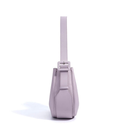 Women’s Genuine Leather Wide Strap Commuter Bucket Shoulder Bag