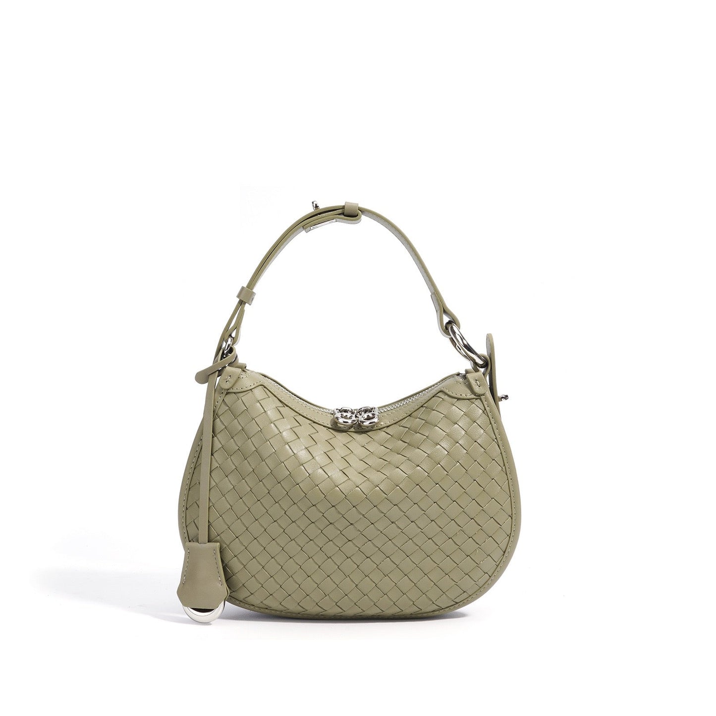 Woven Genuine Leather Crescent Shoulder Bag – Spring Summer 2025 Edition