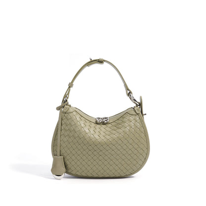 Woven Genuine Leather Crescent Shoulder Bag – Spring Summer 2025 Edition