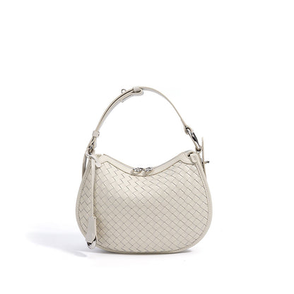 Woven Genuine Leather Crescent Shoulder Bag – Spring Summer 2025 Edition