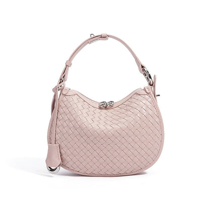 Woven Genuine Leather Crescent Shoulder Bag – Spring Summer 2025 Edition