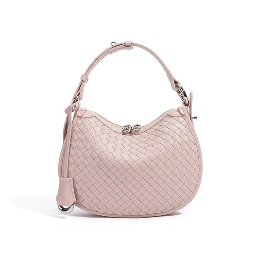Woven Genuine Leather Crescent Shoulder Bag – Spring Summer 2025 Edition