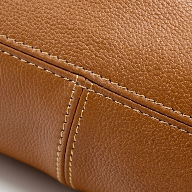 Women’s Genuine Leather Winged Pleated Tote – Minimalist Large Capacity Commuter Bag