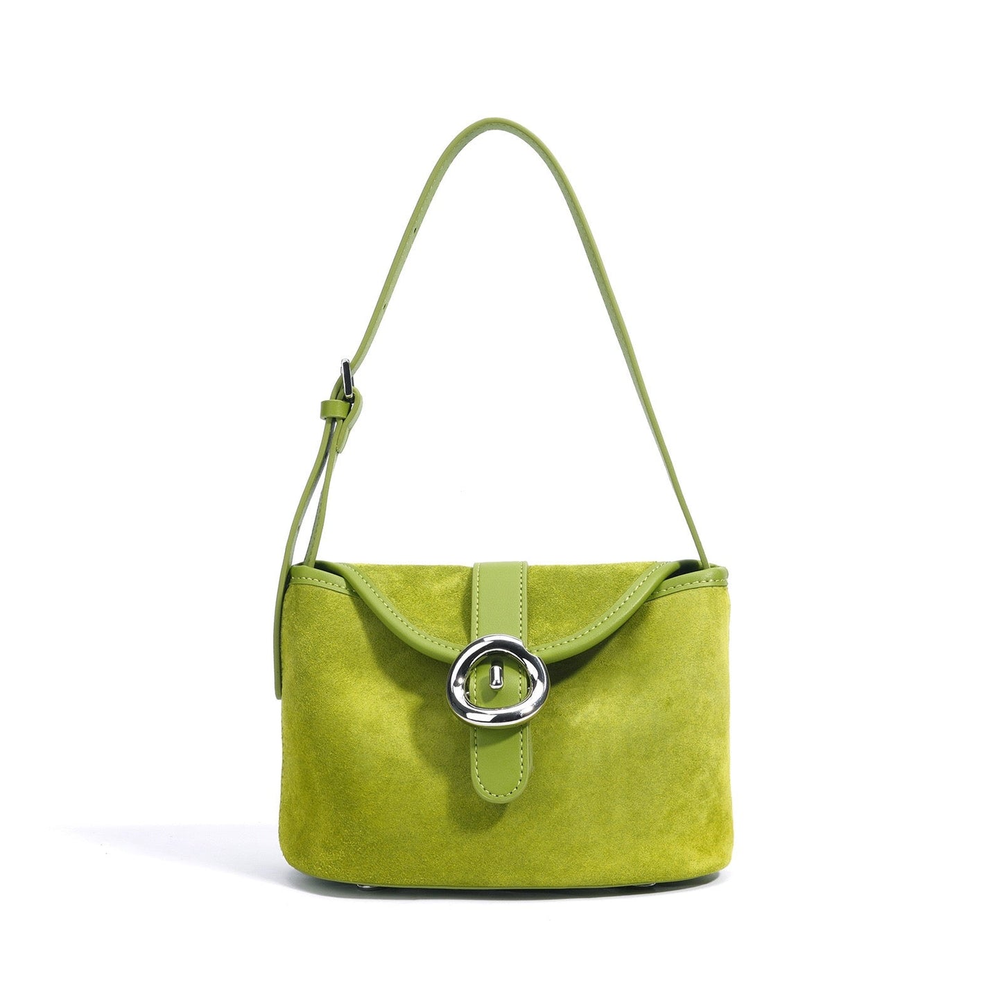 Women’s Matte Genuine Leather Colorblock Handheld Crossbody Bag
