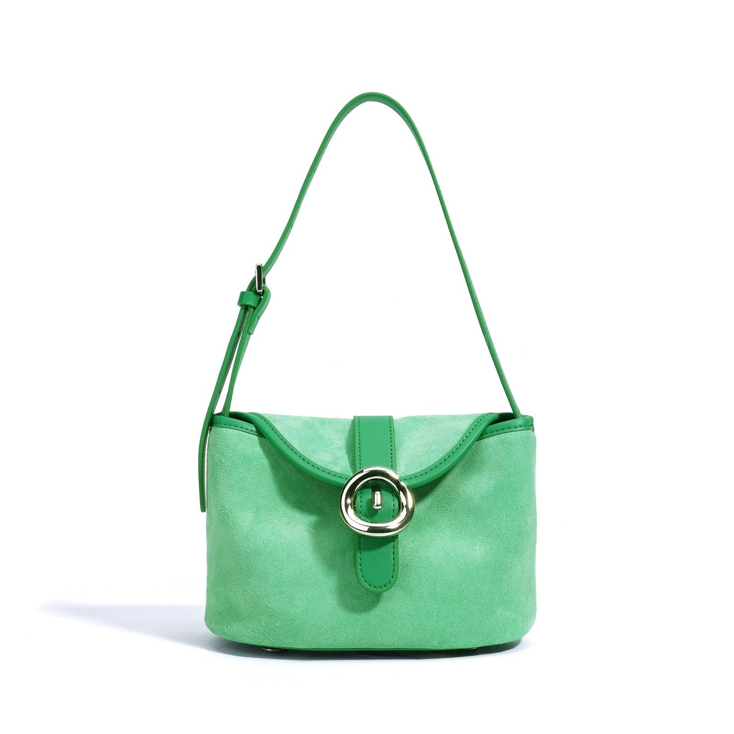 Women’s Matte Genuine Leather Colorblock Handheld Crossbody Bag