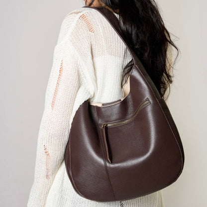 Women's Top Grain Leather Simple Large Capacity Tote Bag