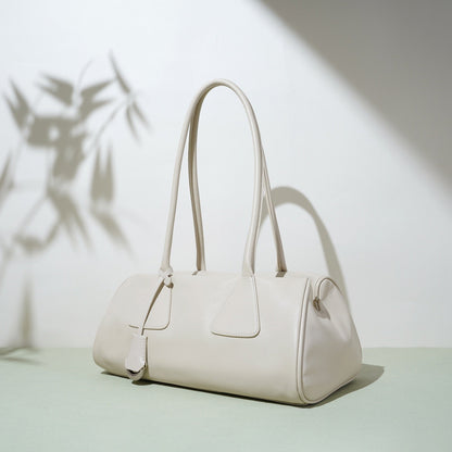 Spring Summer French Style Genuine Leather Pillow Shoulder Baguette Bag