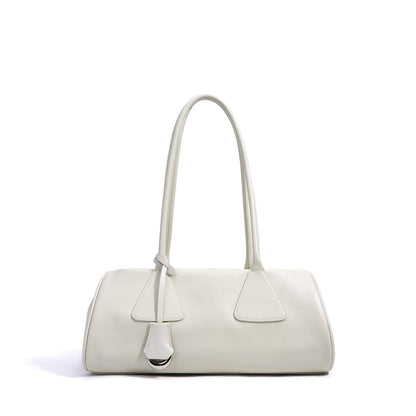 Spring Summer French Style Genuine Leather Pillow Shoulder Baguette Bag