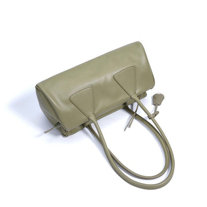 Spring Summer French Style Genuine Leather Pillow Shoulder Baguette Bag