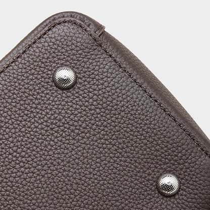 Women's Luxury Genuine Leather Basket Bucket Bag