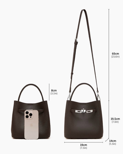 Women's Luxury Genuine Leather Basket Bucket Bag