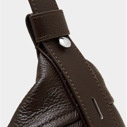 Women's Genuine Pebbled Leather Crescent Bag with Tassel Accent