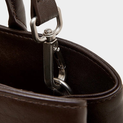 Retro Genuine Leather Crossbody Bag with Signature Ring-Buckle Strap