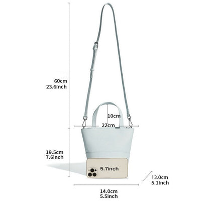 Women's Genuine Leather Minimalist Crossbody Bucket Bag