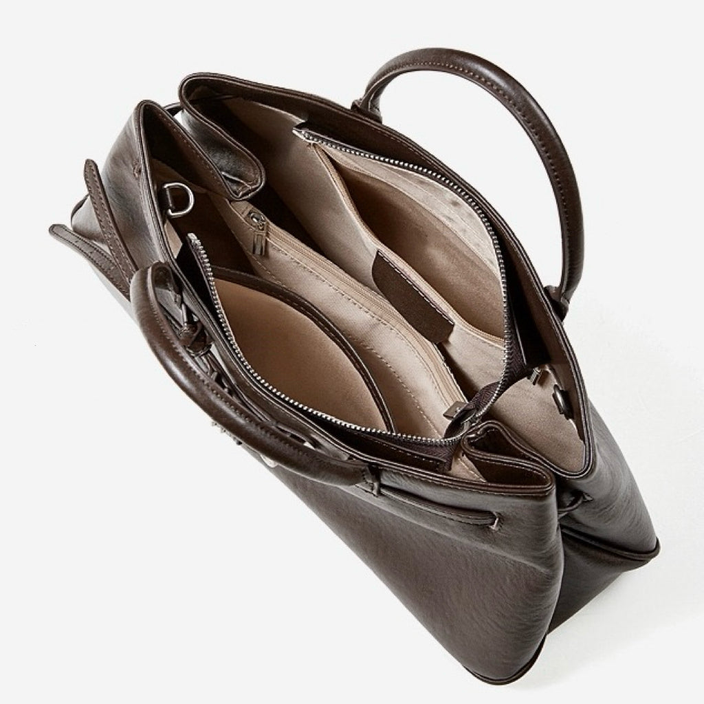 Retro Genuine Leather Crossbody Bag with Signature Ring-Buckle Strap