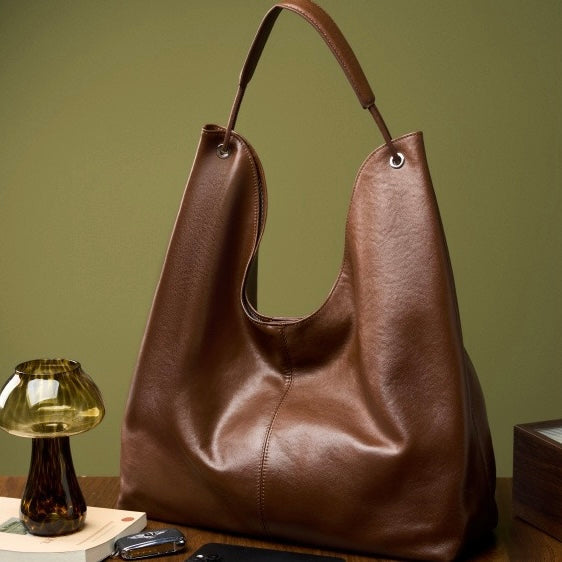 Large Capacity Minimalist Premium Genuine Leather Tote Bag