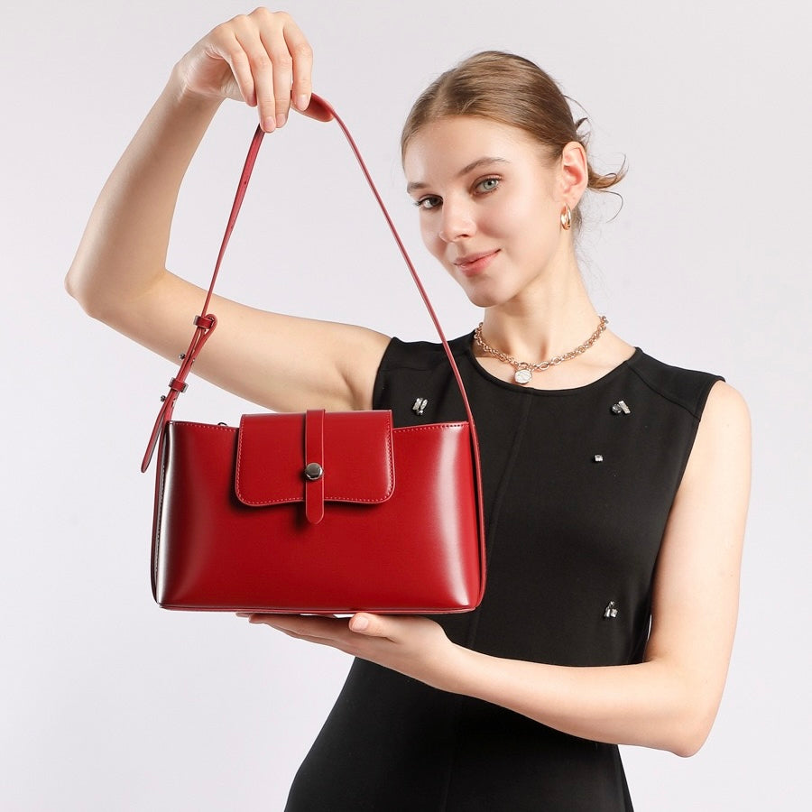 Commuter Elegant Versatile Handheld Shoulder Leather Bag