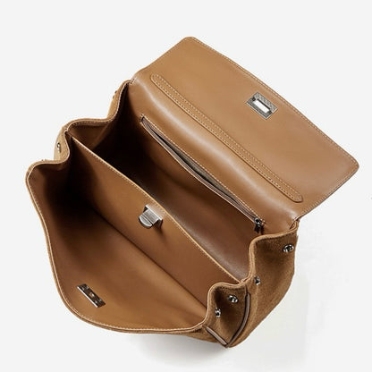 Sleek Soft Suede Genuine Leather Top-Handle Bag